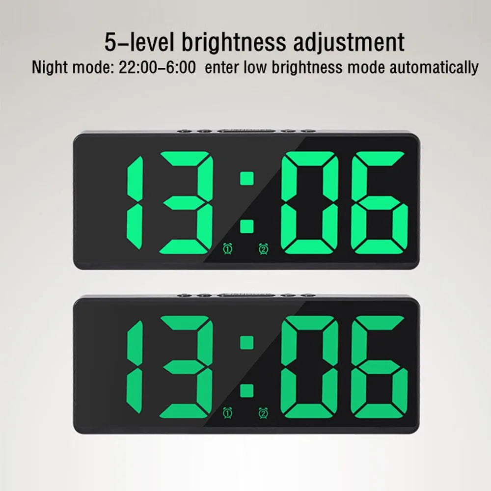 Creative Number Clock Color Nightlight Temperature Calendar Alarm Clock LED Large Number Electronic Clock Backlight Home Decor