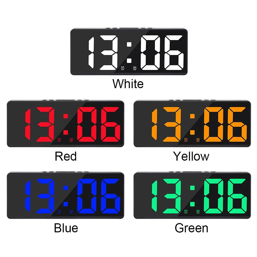 Creative Number Clock Color Nightlight Temperature Calendar Alarm Clock LED Large Number Electronic Clock Backlight Home Decor